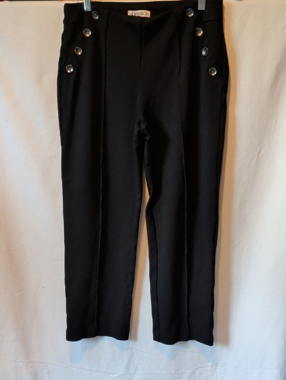 Nanette Lepore Black Button-Accent Dress Pants